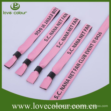 Wholesale Festival Plastic Button Woven Wristband/Custom Woven Bracelet for Event